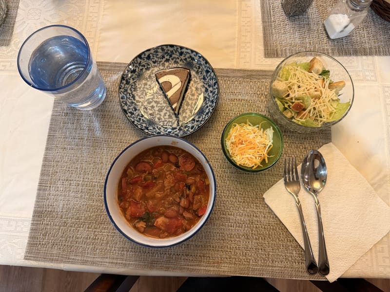 A home-cooked meal served family-style